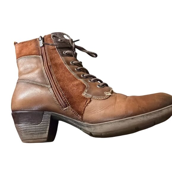 Pikolinos Rotterdam Leather Ankle Boots Heels Side Zipper Closure Brown Size 39 - Picture 5 of 12